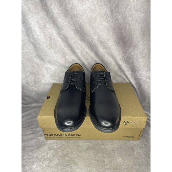 Men\'s Clarks, Whiddon Plain Toe Oxford 26152918 Black Leather 13 W New In Box main image 5